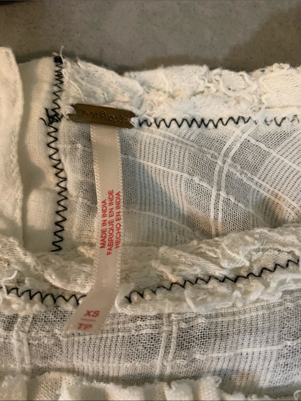 Free People White High-Waist Textured tunic